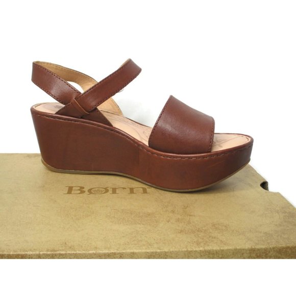 Born Shoes - NIB Born Maldives Platform Sandal Tan Leather 38